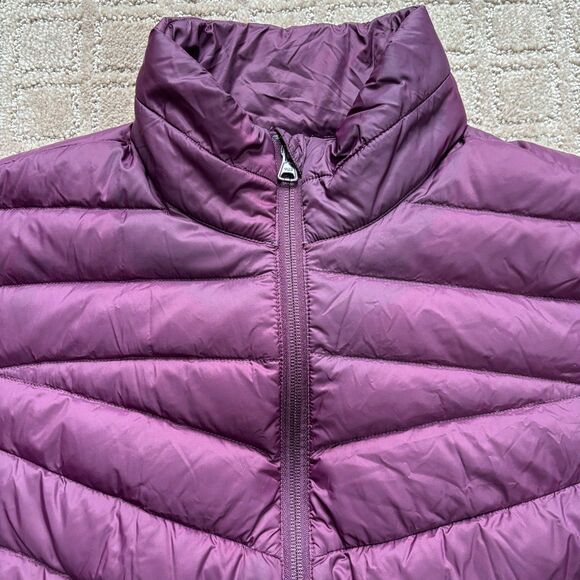 Lands End Down Puffer Down Coat Jacket Women's MP - 10-12 Plum Purple Warm Zip - Picture 2 of 7